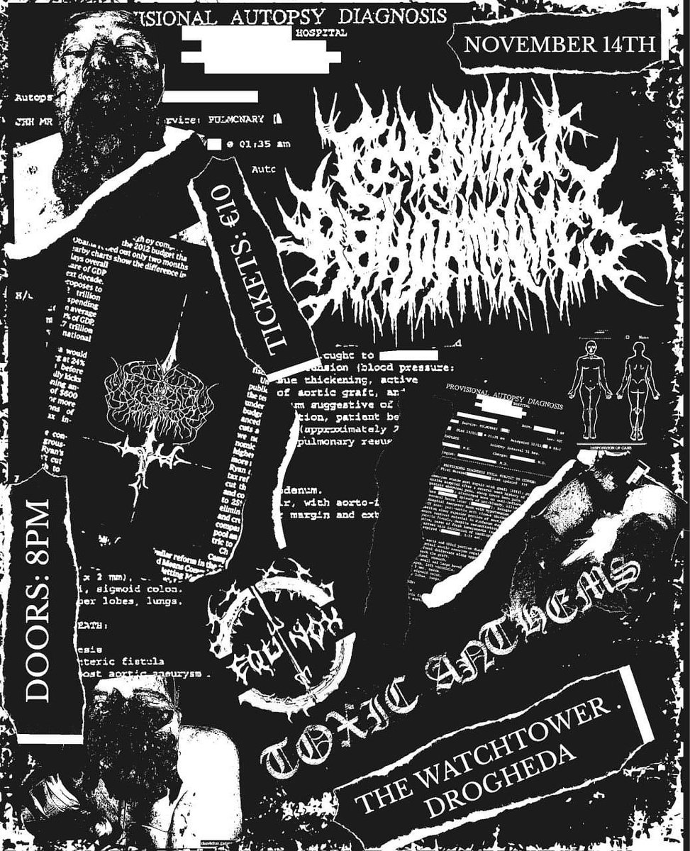 🚨 SHOW ANNOUNCEMENT 🚨
 We’re stoked to announce our first ever show in Drogheda on November 14th at The Watch Tower! Also playing are Toxic Anthems and Equinox. Check it out! 

Huge thanks to Fear Gorta for making this happen!