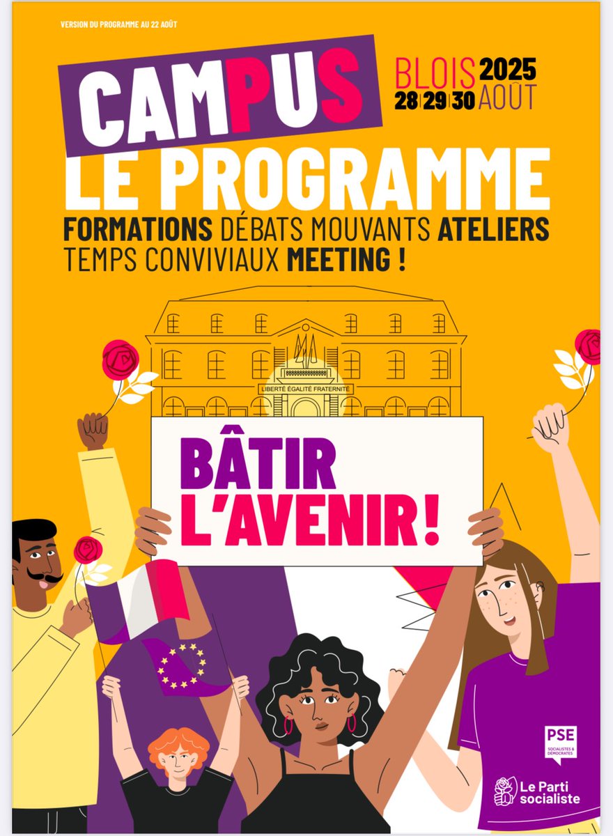 AudreyGatian's tweet photo. 📌 Rendez-vous à Blois les 28, 29 et 30 Août pour le CamPuS du @partisocialiste !

Du débat, de la réflexion, des formations, de nouveaux outils, des moments conviviaux… pour préparer ensemble une rentrée politique combative et bâtir l’avenir !🌹���

▶️ https://t.co/6mcCvf9g9t https://t.co/sfgRTfOnz4