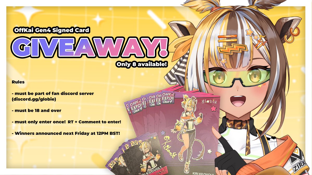 KiriKilovolt's tweet image. I've got SPARES! 🎉

Receive a signed Kiri Kilovolt card! And some people might get a trading card too?

Make sure you follow the rules to secure yourself a chance! 🎫