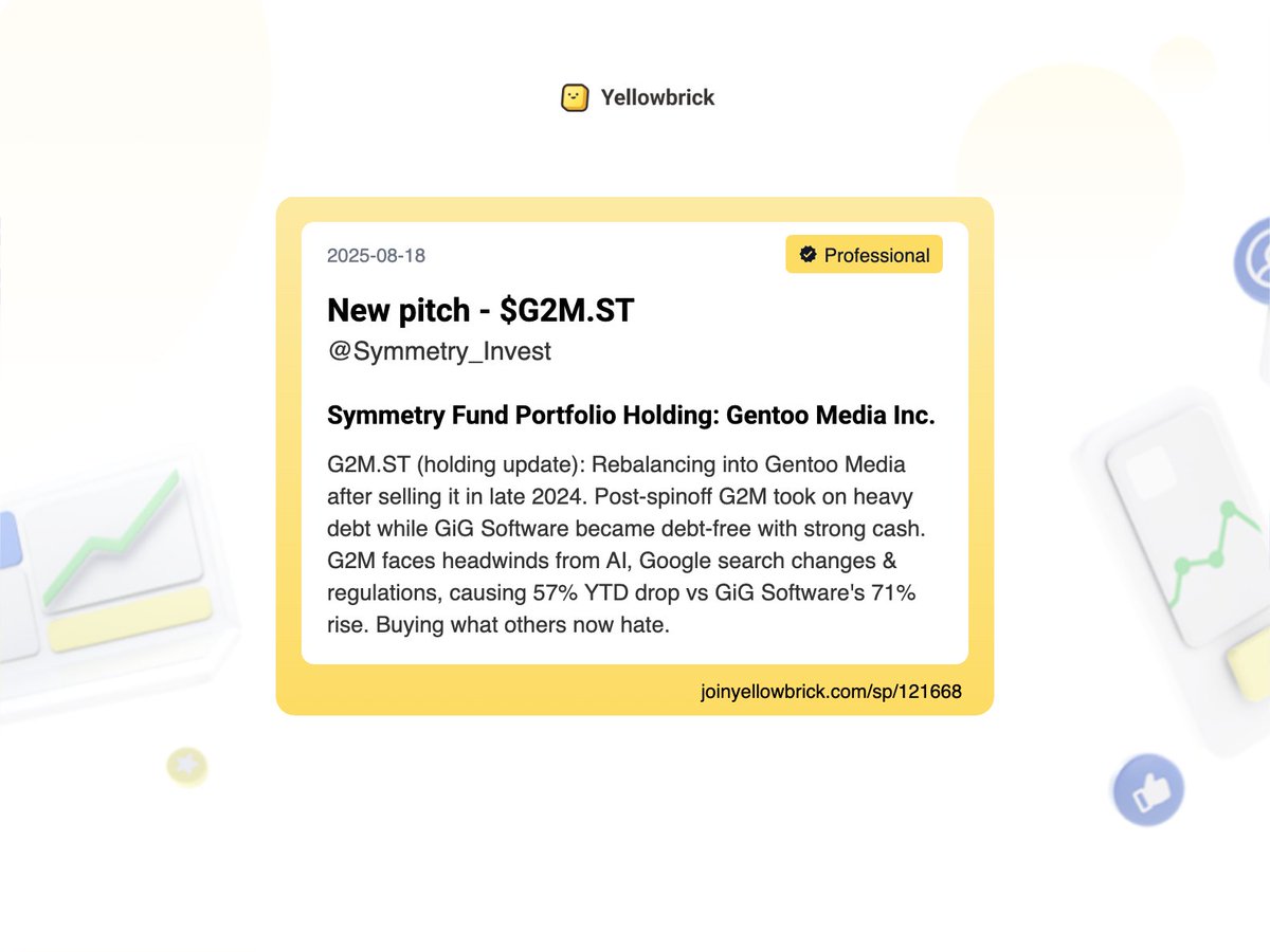 Yellowbrick Investing (@joinyellowbrick) on Twitter photo Added 27 new stock write-ups to the site (pt final):
<a href="/BastianelliLore/">Lorenzo2cents | Business Ontology</a> - $LMND (earnings)
<a href="/LDiscernment/">Kairos Investment Research ♟️</a> - $TIC (earnings)
<a href="/Symmetry_Invest/">Symmetry</a> (holdings update) - $CTT.LS, $JDC.DE, $PROT.OL, $G2M.ST
<a href="/BlueDuckCap/">Blue Duck Capital Partners</a> - $UURAF
<a href="/BearCaveEmail/">The Bear Cave</a> - $RAY (short)
<a href="/BlackScholesMan/">Mike</a> - $LPTH Added 27 new stock write-ups to the site (pt final):
<a href="/BastianelliLore/">Lorenzo2cents | Business Ontology</a> - $LMND (earnings)
<a href="/LDiscernment/">Kairos Investment Research ♟️</a> - $TIC (earnings)
<a href="/Symmetry_Invest/">Symmetry</a> (holdings update) - $CTT.LS, $JDC.DE, $PROT.OL, $G2M.ST
<a href="/BlueDuckCap/">Blue Duck Capital Partners</a> - $UURAF
<a href="/BearCaveEmail/">The Bear Cave</a> - $RAY (short)
<a href="/BlackScholesMan/">Mike</a> - $LPTH