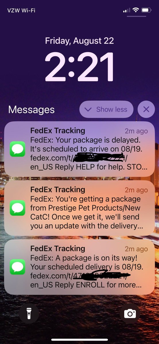 workcompking's tweet image. I cannot believe how bad @FedEx is these days. We have a package that was originally supposed to arrive last Monday. Stuck in Orlando for three days. I just got these three texts in succession (note the date on my screen)