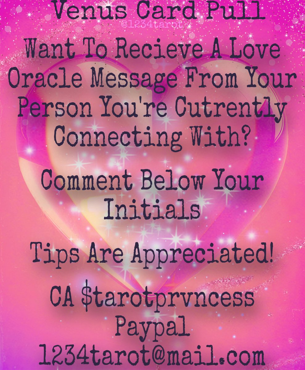 ๐๐โ๐๐๐๐๐๐๐๐๐๐๐๐๐โข (@1234tarot) on Twitter photo Venus Oracle Card Pull๐
Want to receive a love message from the person you're currently connecting with?
โฅ Must Be Following
โฅ Rt & Like
โฅ Comment Below Initials
โฅ Pls Be Patientโจ
Tips are appreciated๐
CA: $tarotprvncess
PYPL: 1234tarot@mail.com
#tarotreading Venus Oracle Card Pull๐
Want to receive a love message from the person you're currently connecting with?
โฅ Must Be Following
โฅ Rt & Like
โฅ Comment Below Initials
โฅ Pls Be Patientโจ
Tips are appreciated๐
CA: $tarotprvncess
PYPL: 1234tarot@mail.com
#tarotreading