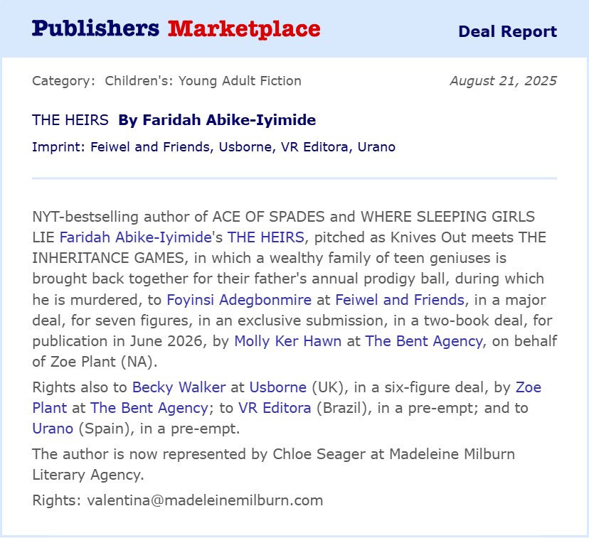 New Faridah books incoming!! THIS IS NOT A DRILL🥳🥳

Cannot wait for my people to read THE HEIRS! Same great Faridah twists, new glamorously sinister secrets to uncover👁️