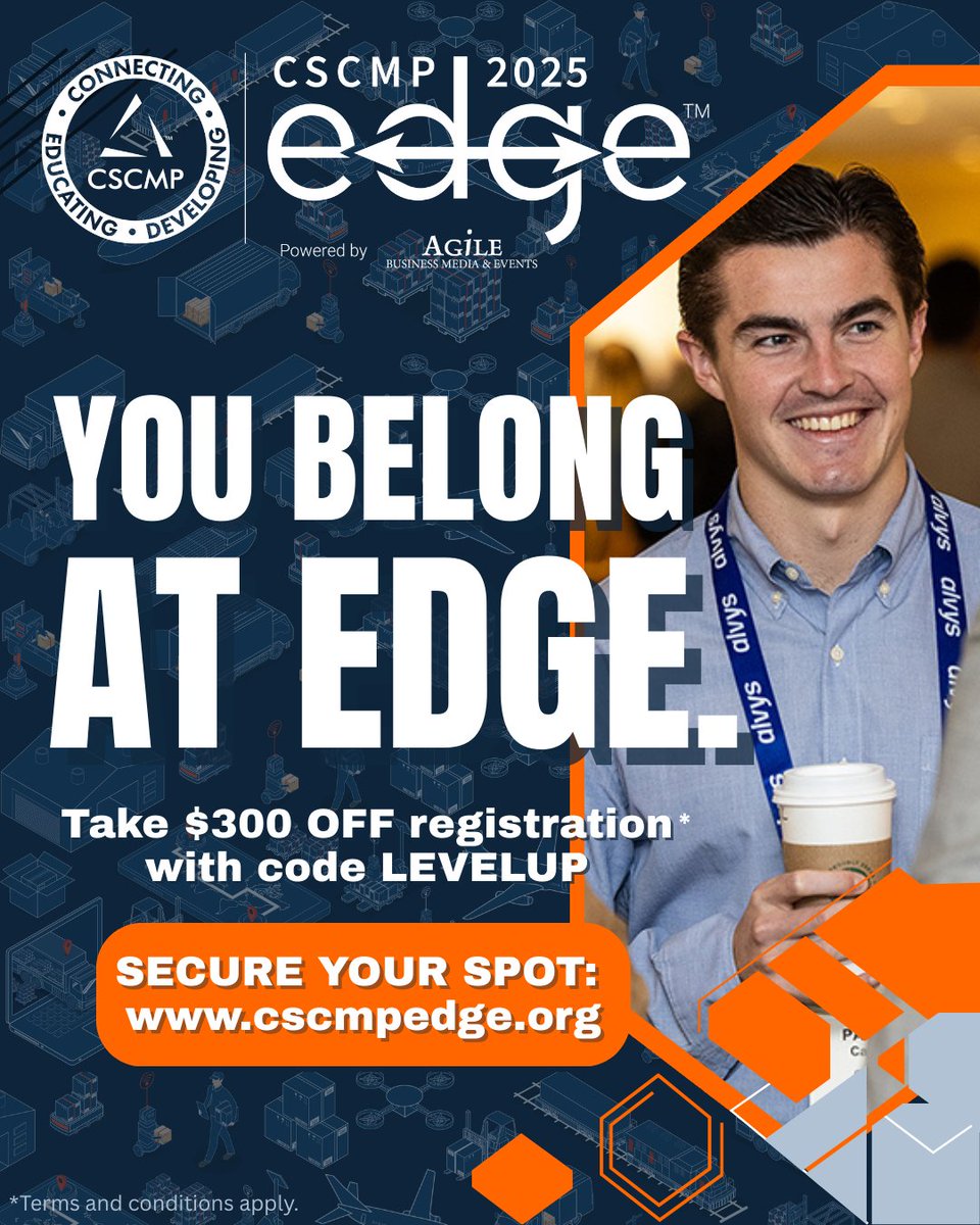 CSCMPEDGE's tweet image. ✨ This is your invitation to be part of the conversations that matter most.
Lock in your registration by August 31 to save $300 with code LEVELUP—and join the community that’s moving the industry forward.
👉 cscmpedge.org/website/81276/…