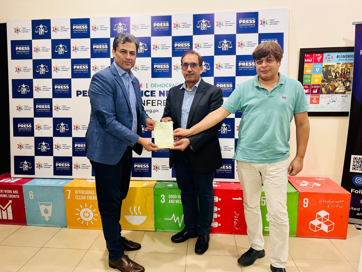 CEO Freedom Gate Prosperity Mr. Muhammad Anwar along with his team visited the PJN's National Secretariat. During visit, #PJN’s CEO Syed Raza Ali presented Manifesto – Justice for All, which reflects our collective commitment to building a just, peaceful, and inclusive society.