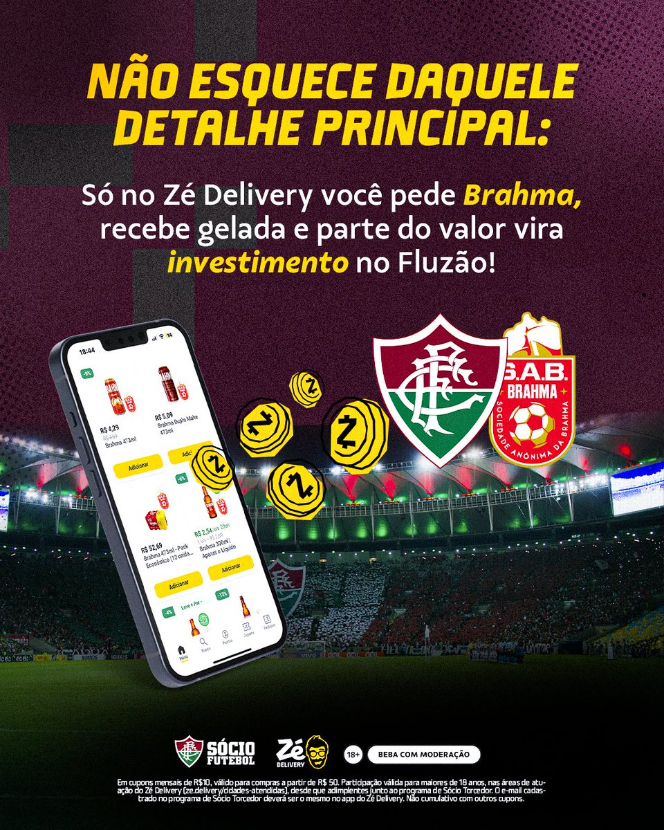 Sócio do Flu, 50% do valor da sua mensalidade é convertido em cupons no app do Zé! 🍻

Basta se cadastrar no app do Zé Delivery com o mesmo e-mail de sócio e selecionar o cupom na hora do pagamento!

#CashbackDoSócio #BebaComModeração
App proibido para menores de 18 anos