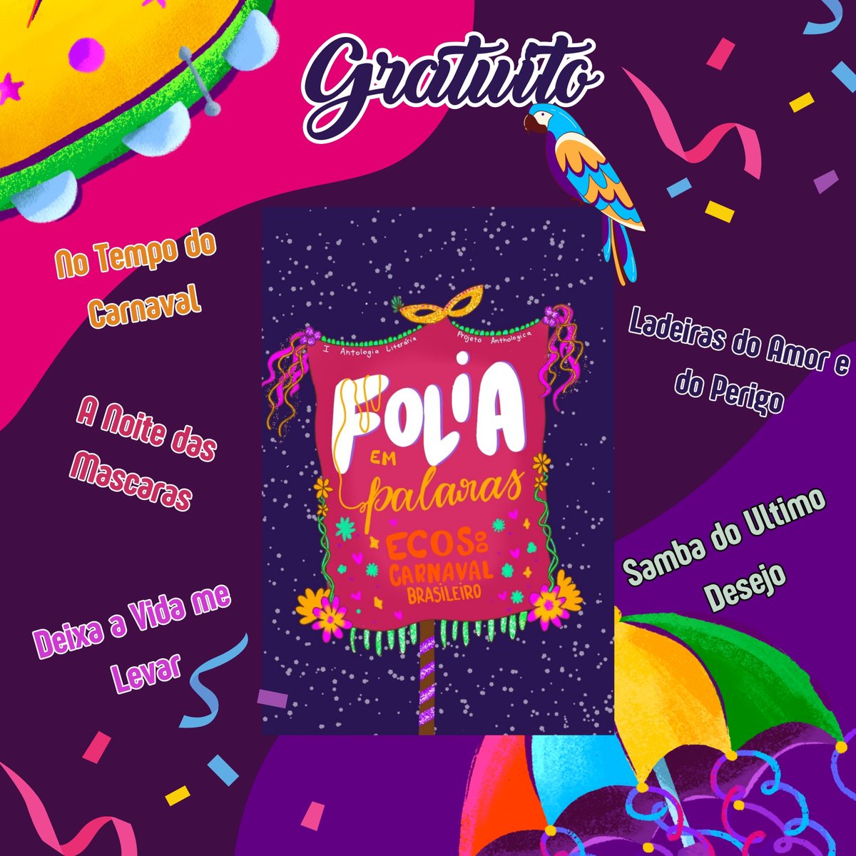 FOLIA EM PALAVRAS, de <a href="/projanthologica/">Projeto Anthologica</a> 

Folia em Palavras: Ecos do Carnaval Brasileiro reúne contos que capturam a magia, os amores e mistérios do Carnaval, transportando o leitor para o ritmo e a energia da maior festa do Brasil.

a.co/d/iXCrEZh
#EnchaSeuKindle