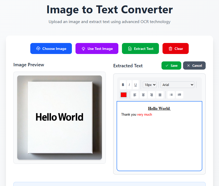 akos_dev's tweet photo. So guys,

I added some basic edit functionality to the "Image to Text" web app today.

#buildinginpublic #WebDev https://t.co/ABltRWZuh7