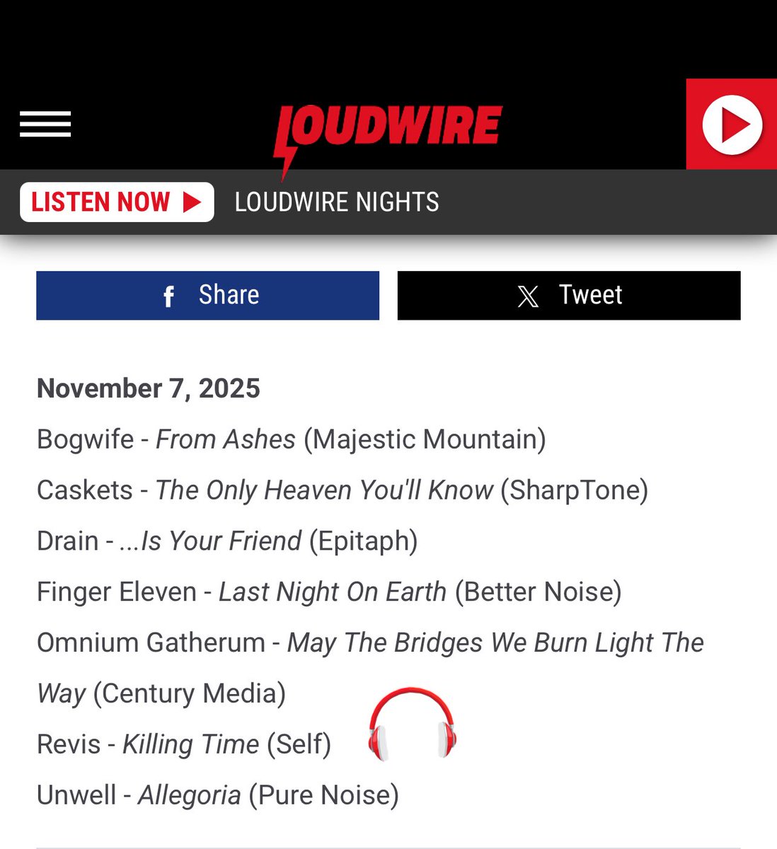 Big thanks to <a href="/Loudwire/">Loudwire</a> for featuring #killingtime on their 2025 Release Calendar 🙏🤘#newmusic #revis #lp2