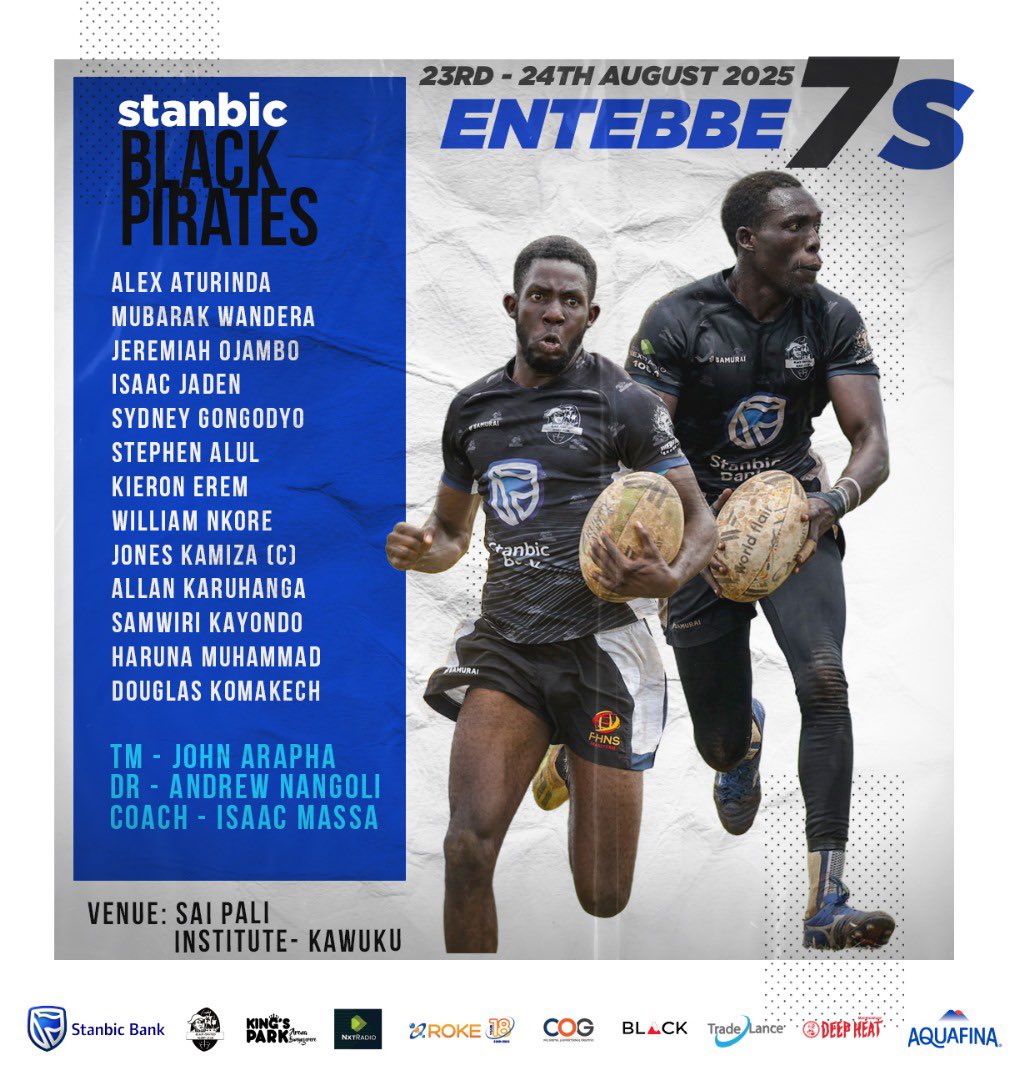 How we set sail in Entebbe.

▪️ Captain Jones &amp; Alex return. 
▪️ Allan &amp; Sydney to get first time action in the series.
▪️ New speedster Samwiri keeps the wing.

COME ON YOU PIRATES 🏴‍☠️ 

#StanbicPirates ll #RokeWithPirates ll #VisitKPA ll #PiratesStrong