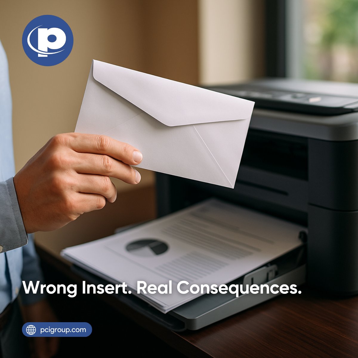 pcigroup's tweet photo. A claims processor sent letters with the wrong enclosure—triggering a regulatory violation.

At PCI Group, we eliminate those risks:
 ✅ Barcode-verified pages
 ✅ Camera-validated envelopes
 ✅ Real-time job tracking

Trusted by top insurers.

#InsuranceMail https://t.co/v5LL7XrOUX