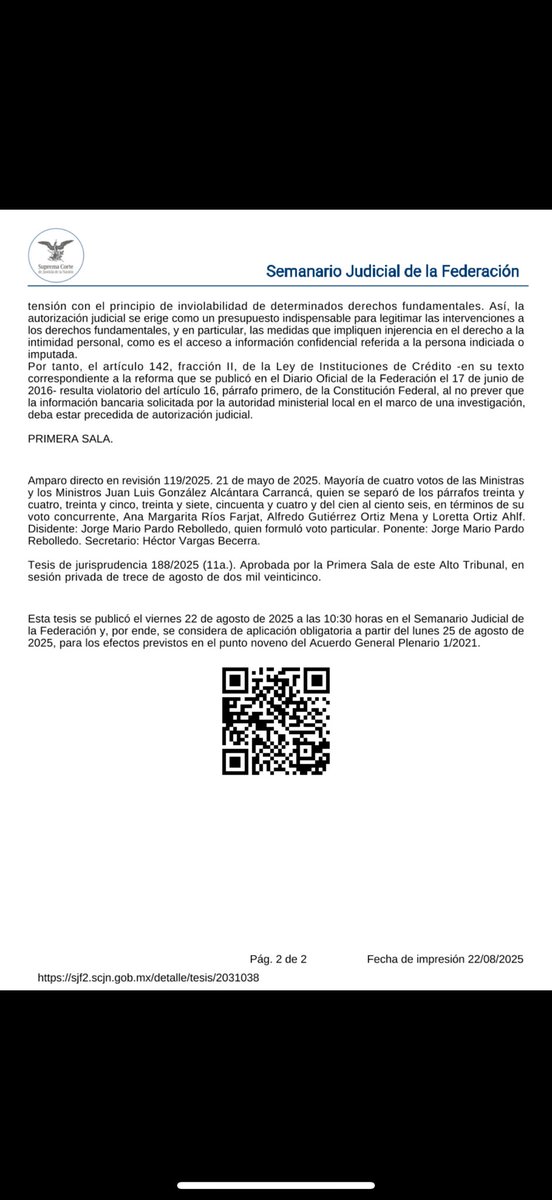 Jurisprudencia📍. Secreto bancario. El artículo 142, fracción II, de la Ley de Instituciones de Crédito, en la versión reformada y publicada en el Diario Oficial de la Federación el 17 de junio de 2016, vulnera el derecho a la vida privada.