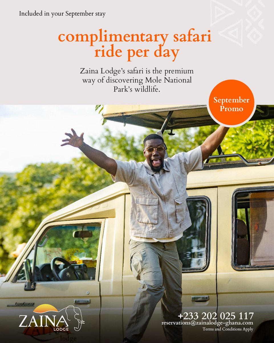 Our most exciting promo yet! 
This September Zaina lodge is the place to be. Swipe for full details of our September promo packs

Call or WhatsApp: 0202025117