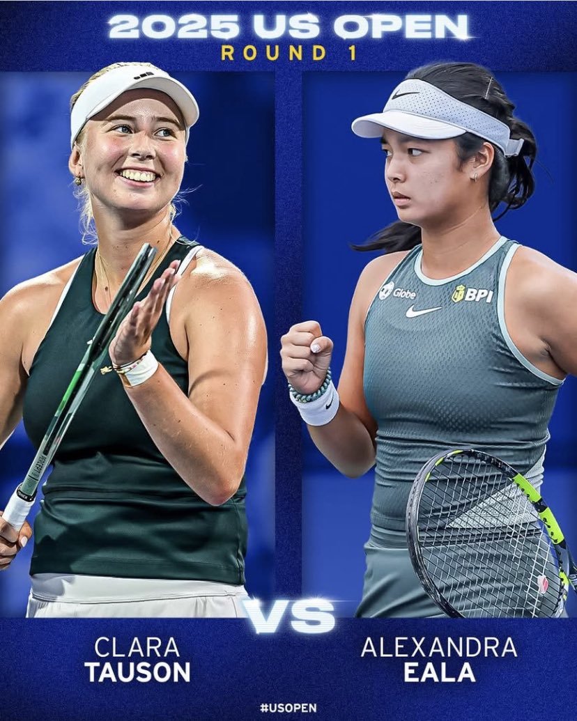 burgmarce's tweet photo. LOOK | PH’s Tennis Star Alex Eala is set to play in the US Open in New York and face Denmark’s Clara Tauson in the women's singles opening round on August 24, 2025, Sunday, 18:40 New York time. | Via Maricel Burgonio, TFCN 📷 US Open Tennis Championships FB @tfcnglobal https://t.co/GwBxvV5E8a