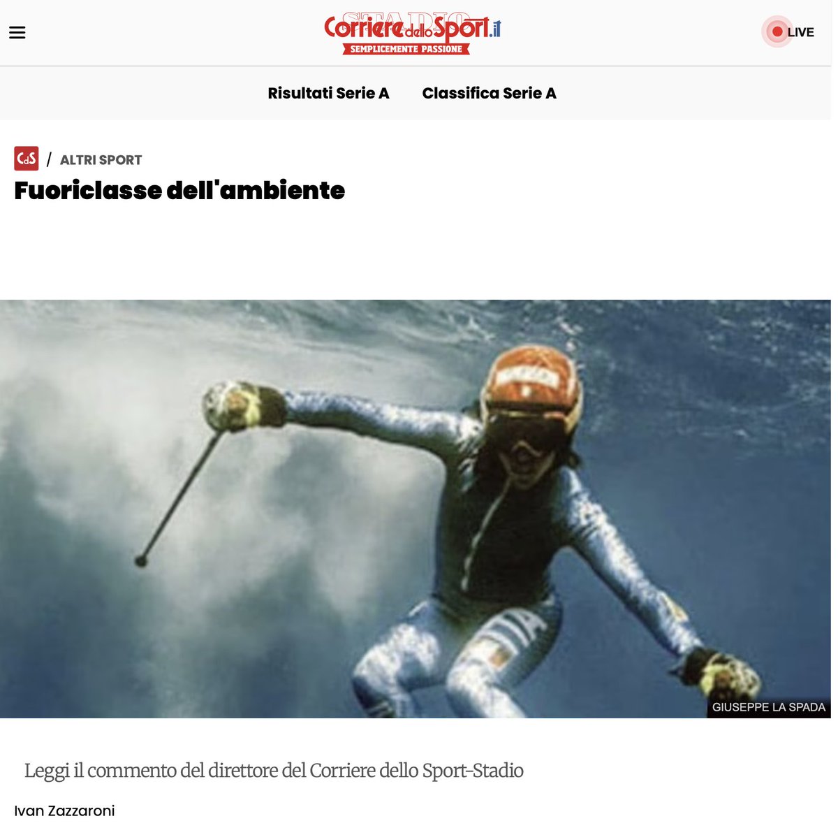 Tx direttore <a href="/CorSport/">Corriere dello Sport</a> <a href="/ivanzazzaroni/">ZazzarOne</a> per la citazione tra i Fuoriclasse dell'ambiente che portano un messaggio positivo con Sport&amp;Ambiente
Tx to <a href="/MASE_IT/">Ministero Ambiente e Sicurezza Energetica</a>  al sottosegretario <a href="/ClaudioBarbaro/">Claudio Barbaro</a> e al suo staff m.corrieredellosport.it/.../fuoriclass…...
#plogging #keepcleanandrun <a href="/mauroberruto/">Mauro Berruto</a>