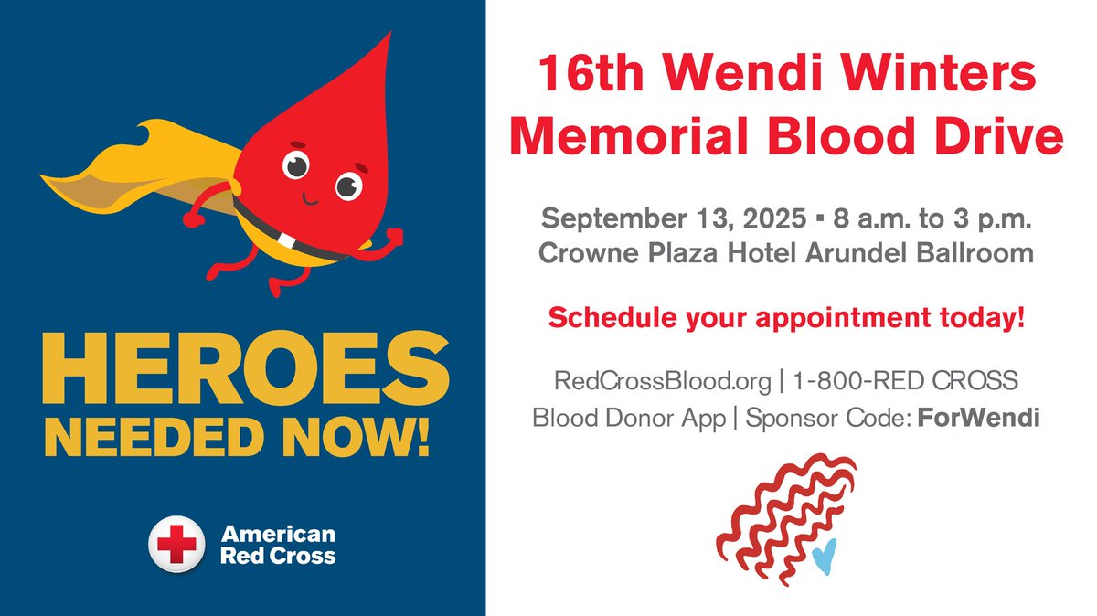 Join us Sept. 13 to give #ForWendi in Annapolis.
Wendi Winters was a journalist and Red Cross volunteer who was among those tragically killed in the 2018 shooting at the Capital Gazette. Twice a year, the Annapolis community comes together to continue her legacy of saving lives.