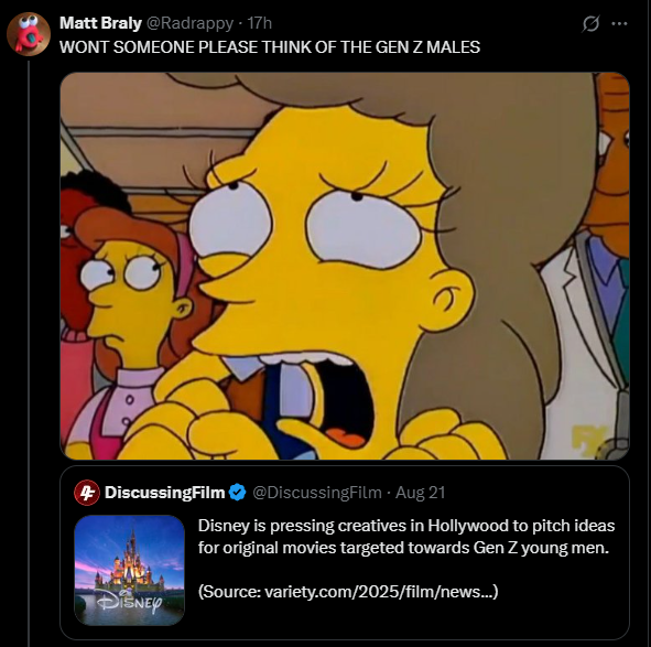 The left: "Why are we losing culturally, economically, and hated by men!? I just don't understand!"

Also the left: