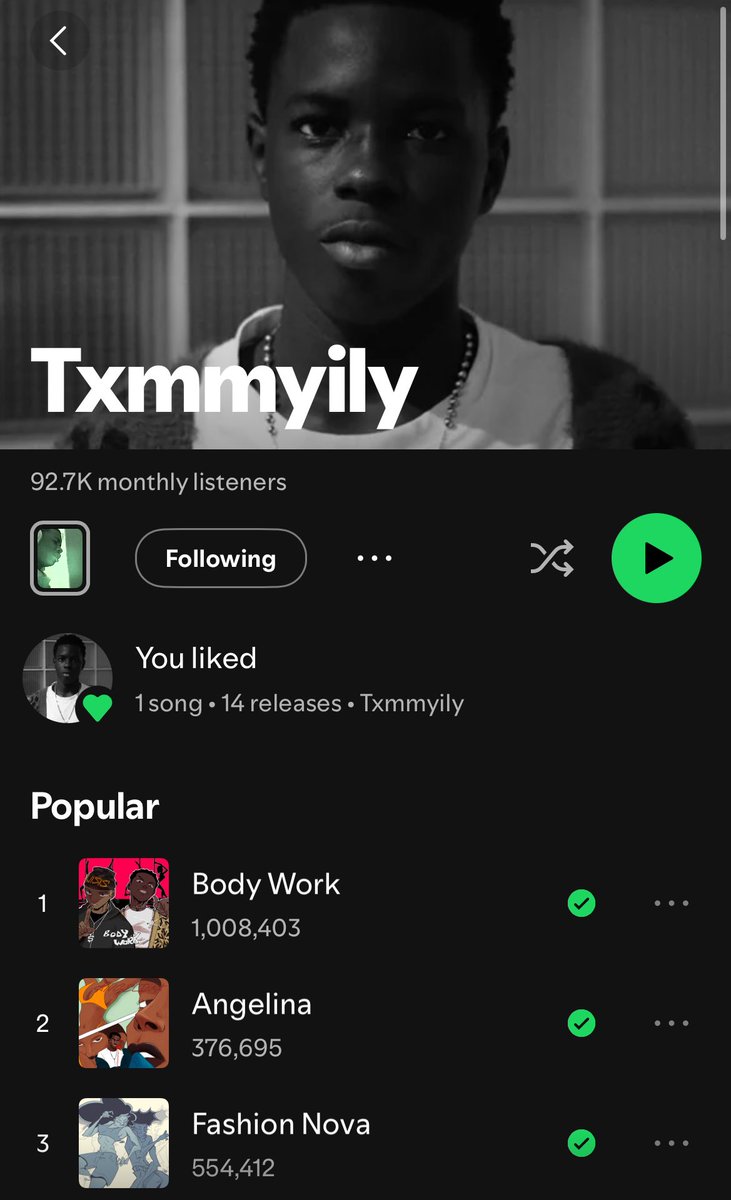 Body work w/<a href="/mavoswago/">kilo</a> just hit 1M plays on spotify!!
im super proud, Thank you jesus👌🏿
Big thanks to everyone that made it happen luv u infinite❤️