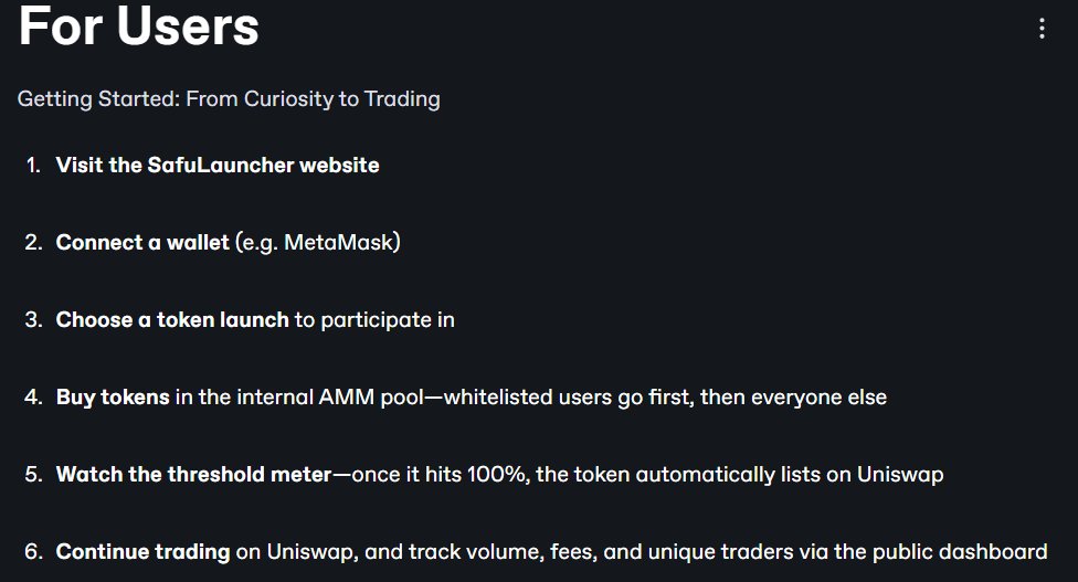 SafuLauncher's tweet image. Did you know it's super easy to trade on SafuLauncher?

Simply follow these steps:

- Visit the SafuLauncher website (app.safulauncher.com)
- Connect your wallet (e.g., MetaMask)
- Choose a token launch to participate in
- Buy tokens in the internal AMM pool — whitelisted…