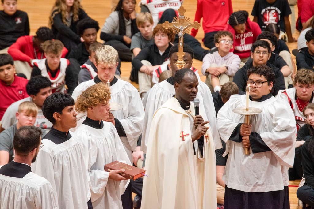 Today Fr. Theodore and Fr. Paolo led a procession and All-School Blessing at Bishop Luers today, sprinkling everyone with holy water and praying for a good school year. 

#LuersSpirit #CatholicIdentity
