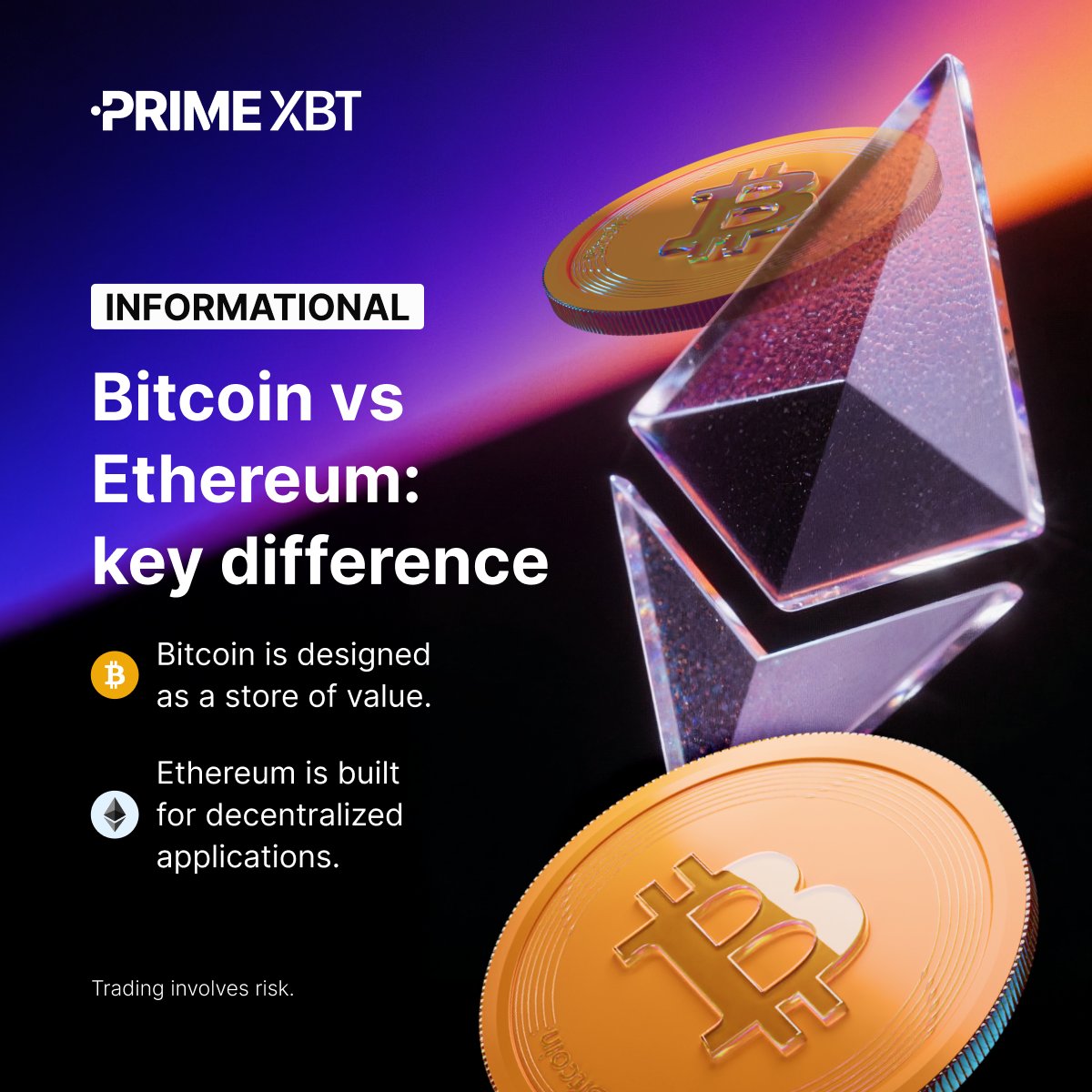 🟡🟣 #Bitcoin vs #Ethereum key difference