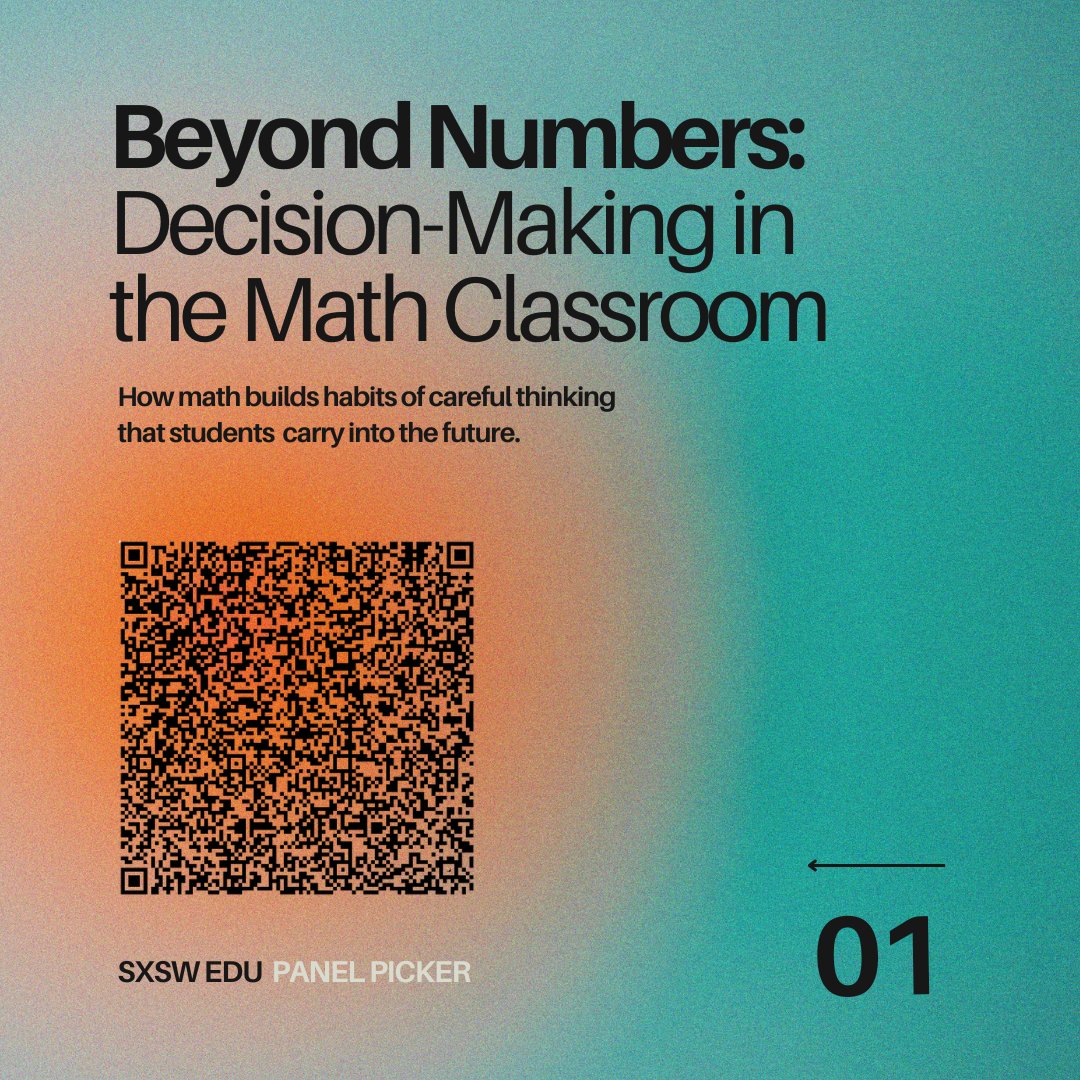 DCMathPathways's tweet image. Four panels. One vision for the future of learning. Scan the QR codes to vote for the ideas we’re bringing to SXSW EDU! Voting ends this Sunday, August 24.