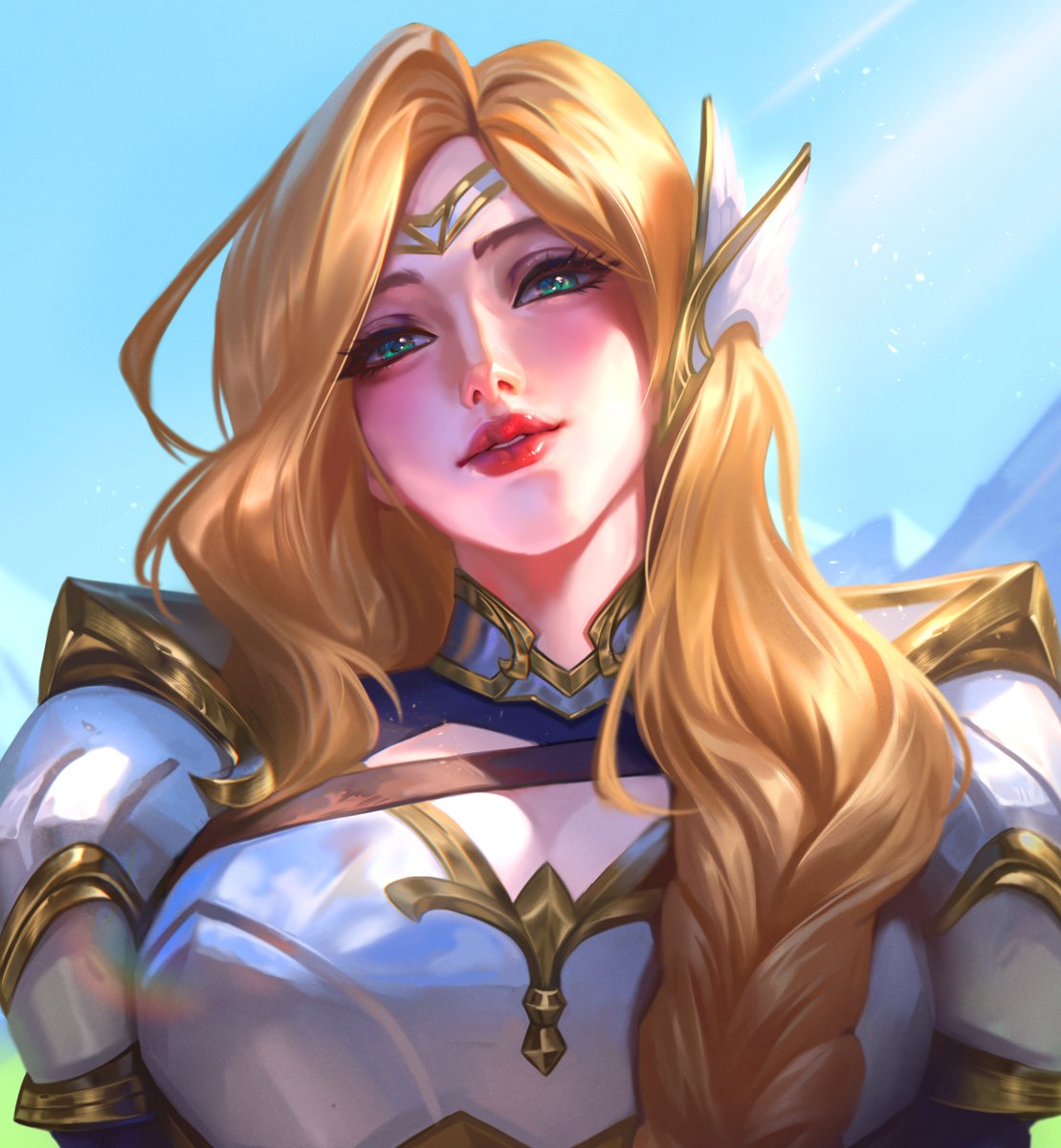 Paladin 
Commission Portrait, drawing her hair is fun ^^
thank you dear customer for trusting