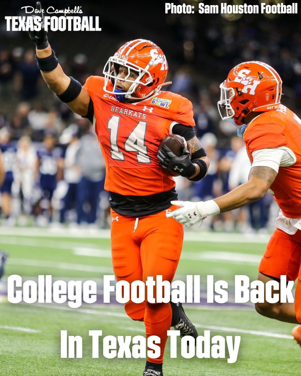 Dave Campbell's Texas Football — TexasFootball.com (@dctf) on Twitter photo Week Zero is upon us. #CollegeFootball is back in the Lone Star State.
#DCTX #EatEmUpKats #TexasFootball | <a href="/BearkatsFB/">Sam Houston Football</a> Week Zero is upon us. #CollegeFootball is back in the Lone Star State.
#DCTX #EatEmUpKats #TexasFootball | <a href="/BearkatsFB/">Sam Houston Football</a>