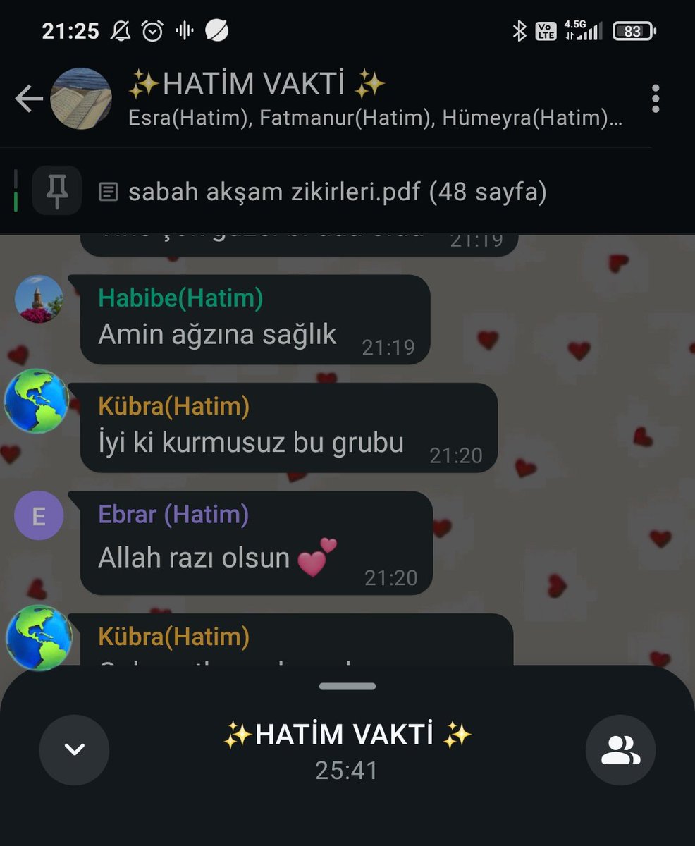 Altıncı Hatmimizin duasını da yaptık elhamdülillah. Katılım sağlayan Hatim grubumuza gönülden teşekkür ediyorum. Rabbim kabul ve makbul eylesin,birlik ve beraberliğimizi daim kılsın inşâAllah.🤲🏻🤍