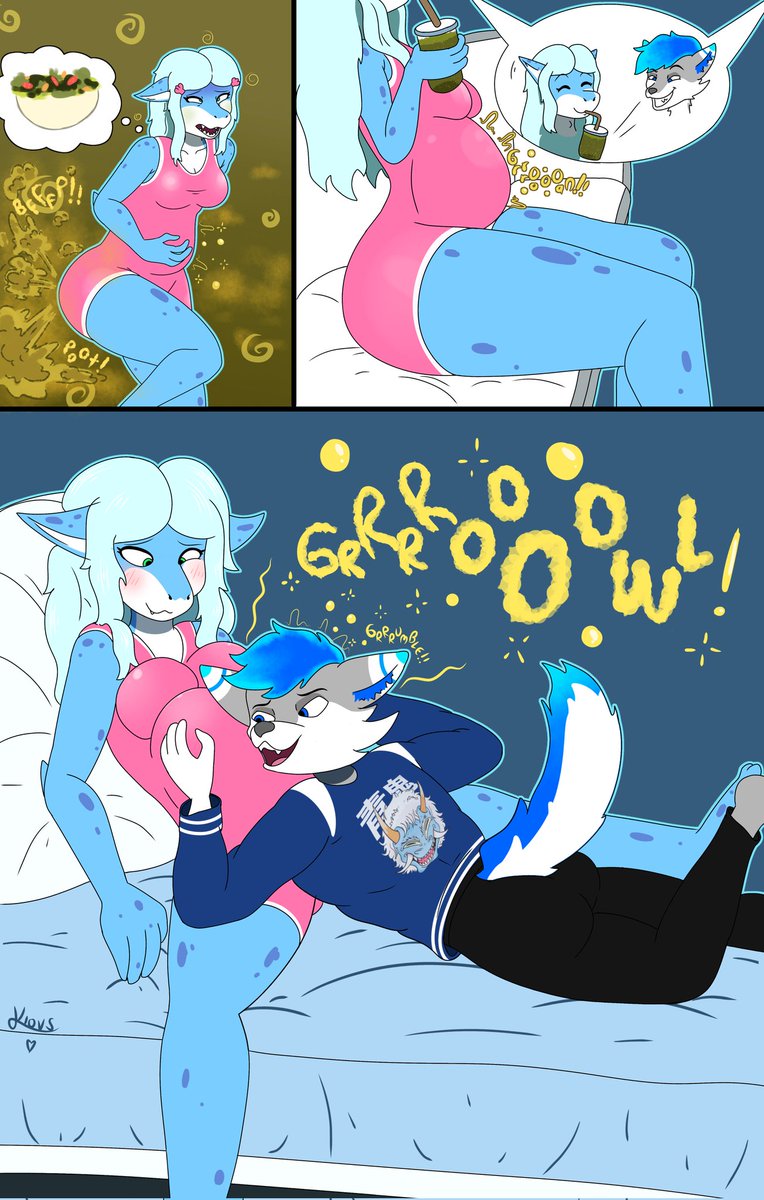 Klovsi's tweet photo. Commission for @Spot_the_foxxo  :3

Yuliana wants to fix her upset stomach caused by veggies... With a veggie smoothie... She's too innocent!

Scat warning in second picture 💩⚠️ https://t.co/rpoaVYDOZB
