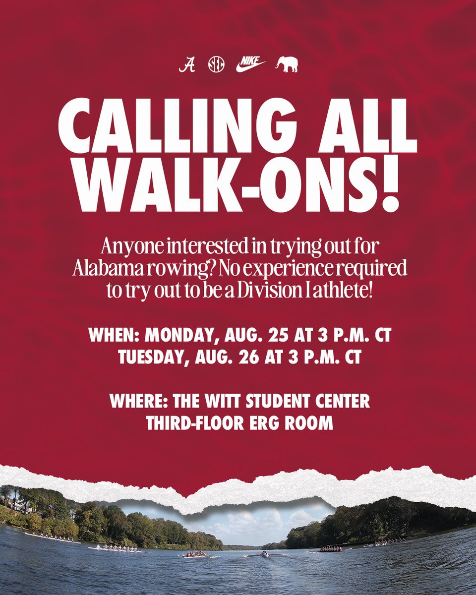 Calling all Walk-Ons! 👀

Those interested in trying out can fill out the form!

🔗: docs.google.com/forms/d/e/1FAI… 

#RollTide