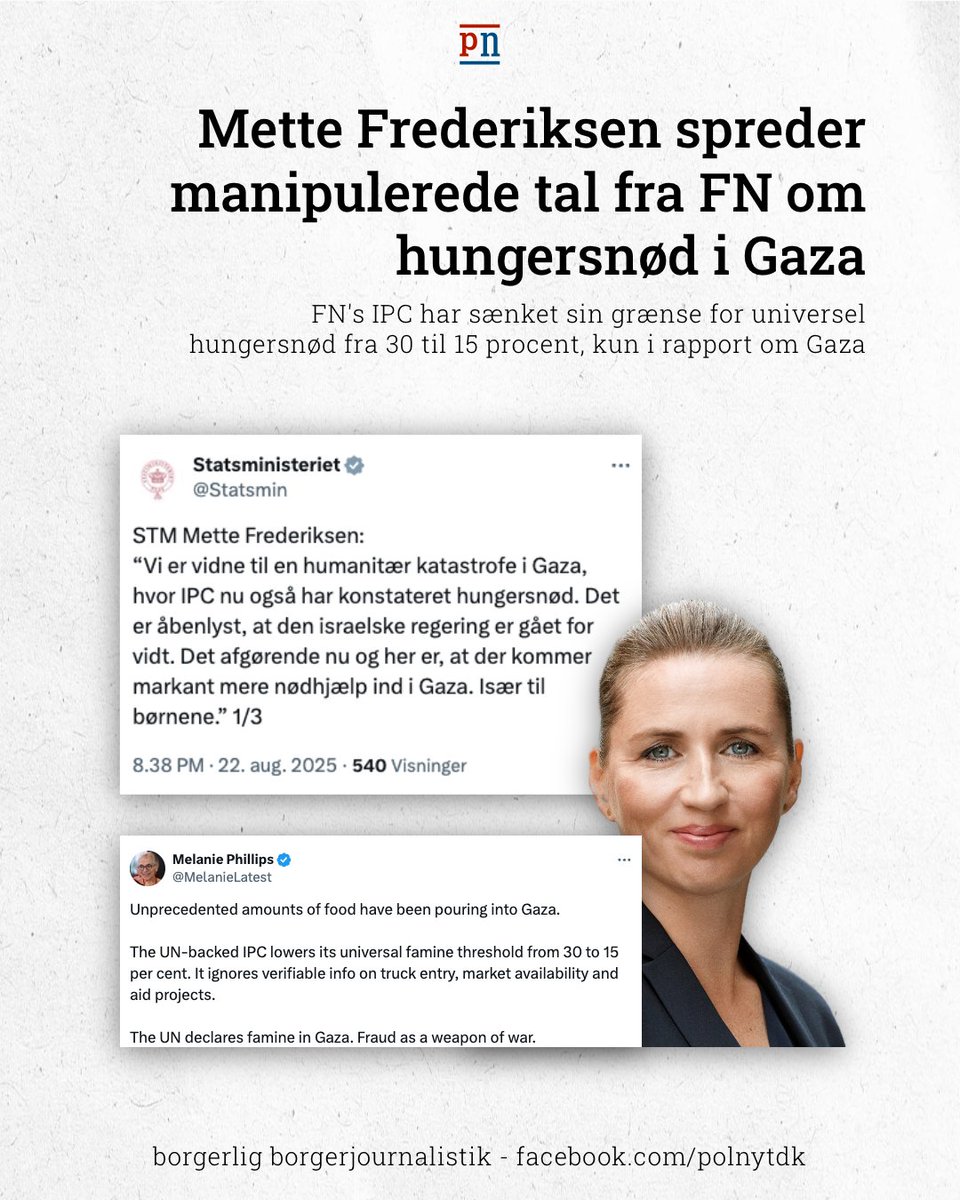 polnyt.dk - borgerlig borgerjournalistik (@polnytdk) on Twitter photo Mette Frederiksen er skødehund for Hamas: FN's hungersnødserklæring er baseret på manipulerede tal og grænser.
<a href="/Statsmin/">Statsministeriet</a> <a href="/regeringDK/">Regeringen</a> <a href="/larsloekke/">Lars Løkke Rasmussen</a> <a href="/DanishMFA/">Denmark MFA 🇩🇰</a> <a href="/Denmark_UN/">Denmark in UN NY🇩🇰</a> <a href="/mrconfino/">Jotam Confino</a>
#dkpol
facebook.com/polnytdk/posts… Mette Frederiksen er skødehund for Hamas: FN's hungersnødserklæring er baseret på manipulerede tal og grænser.
<a href="/Statsmin/">Statsministeriet</a> <a href="/regeringDK/">Regeringen</a> <a href="/larsloekke/">Lars Løkke Rasmussen</a> <a href="/DanishMFA/">Denmark MFA 🇩🇰</a> <a href="/Denmark_UN/">Denmark in UN NY🇩🇰</a> <a href="/mrconfino/">Jotam Confino</a>
#dkpol
facebook.com/polnytdk/posts…