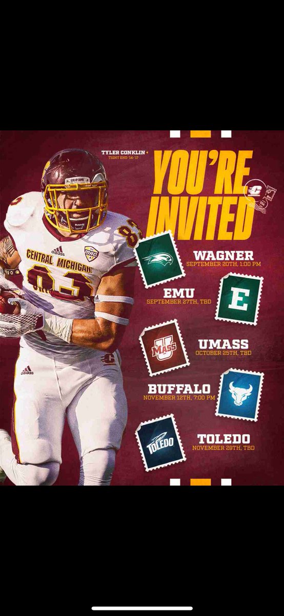 Thank you to <a href="/CMU_Football/">Central Michigan Football</a> for the invite to the game day visit can’t wait to participate on September 20th.