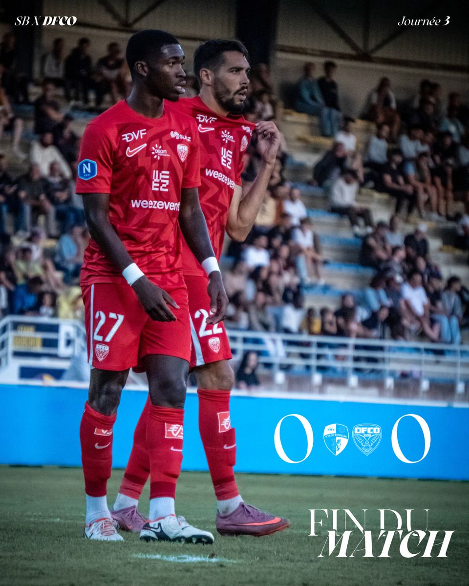 DFCO_Officiel's tweet photo. 🔚En infériorité numérique durant les trente dernières minutes de la partie, nos Dijonnais ajoutent un point à leur compteur. 

Ils restent invaincus dans ce début de saison !

Place désormais à la réception du @Paris13Atletico vendredi prochain à Gaston-Gérard.

#SBDFCO | 0-0 https://t.co/uoEXoGb2o2