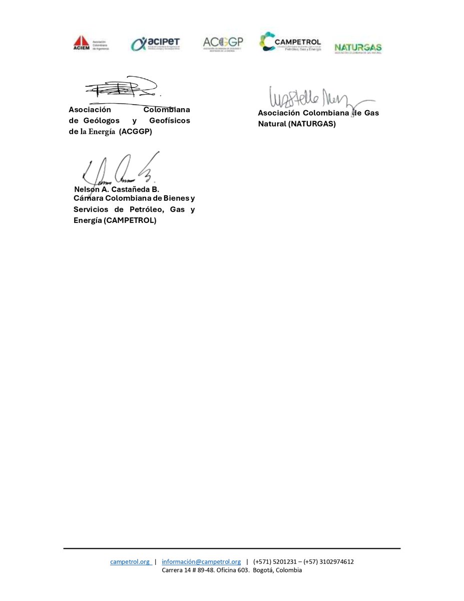 Carta de <a href="/Acipet_CO/">ACIPET</a>, <a href="/ACIEM_Oficial/">ACIEM</a>, <a href="/acggp_energia/">ACGGP</a>, <a href="/NaturgasCol/">Naturgas</a> y <a href="/campetrol/">Campetrol</a> como manifestación de solidaridad y respaldo institucional hacia el Presidente de la ANDI, <a href="/BruceMacMaster/">Bruce Mac Master</a>. 
#MásPaísANDI