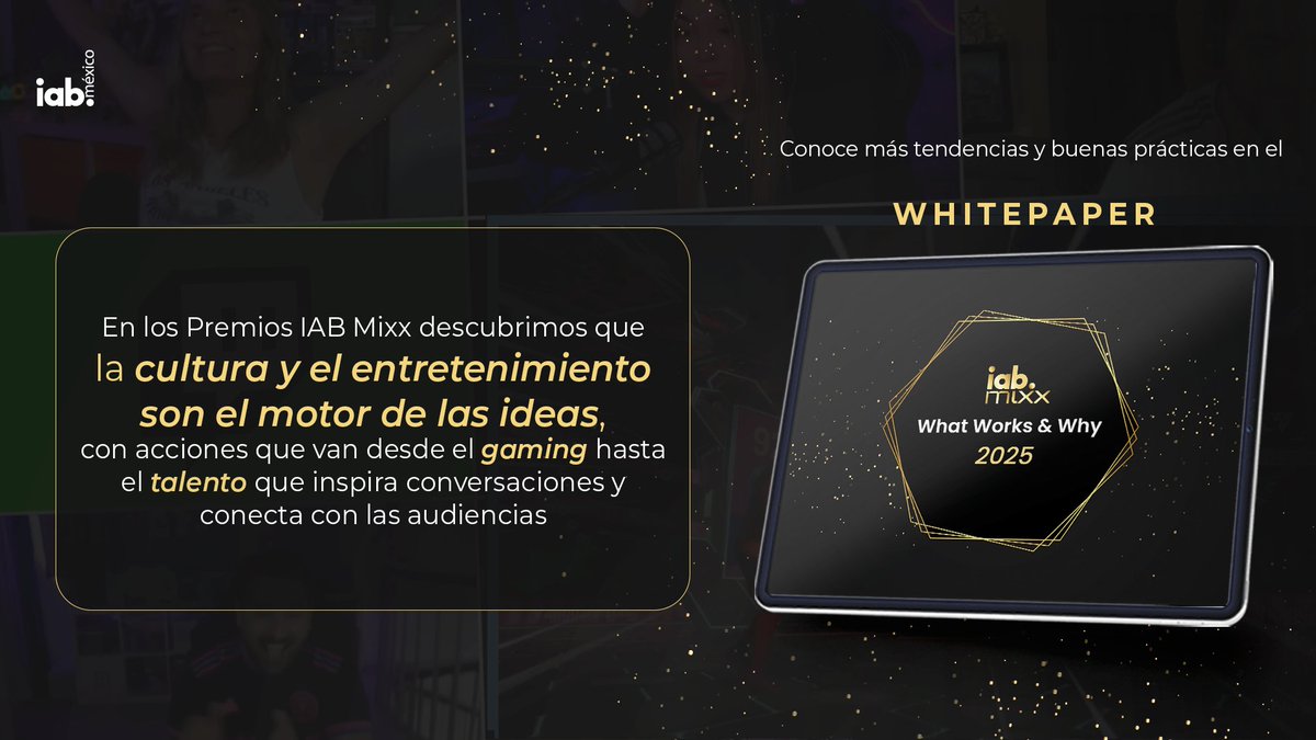 ✨ ¿Qué tienen en común las campañas ganadoras de los Premios IAB Mixx?

Conoce las mejores prácticas y tendencias de comunicación que a ser reconocidos como referentes en la industria de la publicidad digital en México.

El Whitepaper What Works &amp; Why revela los aprendizajes