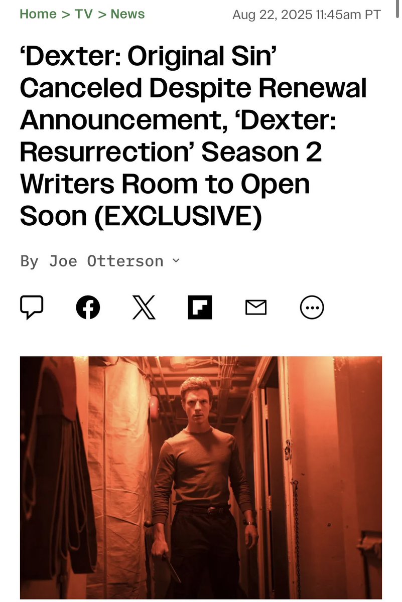Ummmmmm what the actual fuck?! Dexter: Original Sin has been canceled even though they announced a renewal back in April?!?! This is terrible news