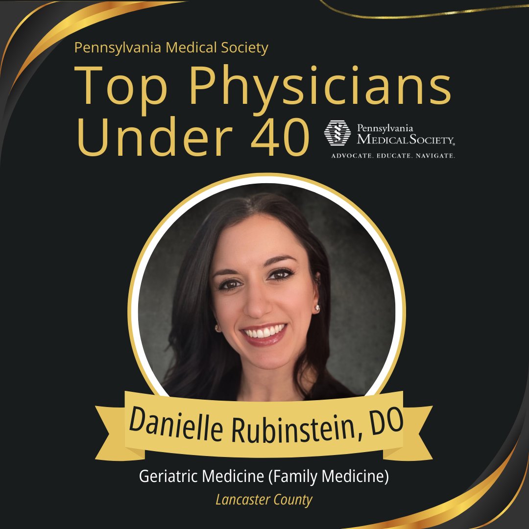 🎉 Congratulations to Danielle Rubinstein, DO, geriatric medicine physician at Penn Medicine Lancaster General Hospital and one of PAMED’s 2025 Top Physicians Under 40! 🏆

A compassionate leader in geriatrics and hospital medicine, she’s known for ensuring older adults receive