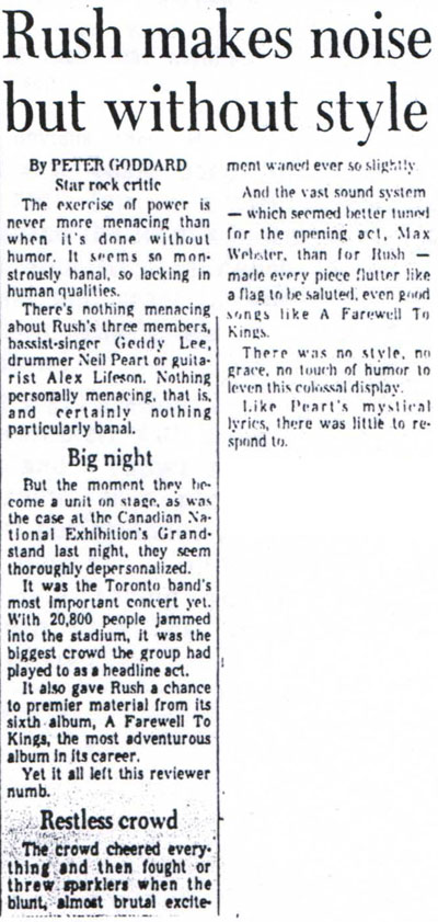 Rush is a Band (@rushisaband) on Twitter photo August 23, 1977 - #Rush plays Exhibition Stadium in Toronto, ON with Max Webster opening (scans via <a href="/pwrwindows/">Power Windows</a>) August 23, 1977 - #Rush plays Exhibition Stadium in Toronto, ON with Max Webster opening (scans via <a href="/pwrwindows/">Power Windows</a>)