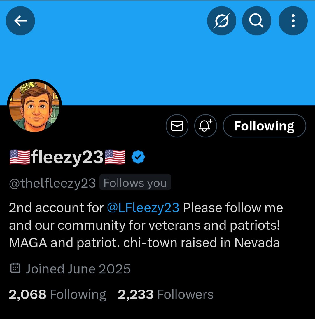 cjrseabee3 (@codyrussel70504) on Twitter photo Hello friends!
Meet my friend <a href="/thelfleezy23/">๐บ๐ธfleezy23๐บ๐ธ</a>
He's a great patriot, and he's not a veteran, but he does great things for veterans and I fully support him! He's also a close friend of mine.
Let's make him smile today!
One team, One fight! ๐บ๐ฒ Hello friends!
Meet my friend <a href="/thelfleezy23/">๐บ๐ธfleezy23๐บ๐ธ</a>
He's a great patriot, and he's not a veteran, but he does great things for veterans and I fully support him! He's also a close friend of mine.
Let's make him smile today!
One team, One fight! ๐บ๐ฒ