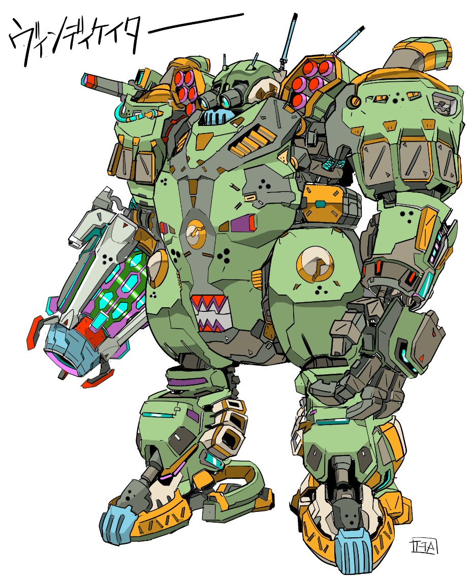 TTA_bb_dann's tweet image. 俺メック第五弾！マッカロン装甲傭兵団における抹茶風味の最高傑作、レタス多めなビッグマック。VND-1R ヴィンディケーターでございます。
 軽量な45tメックかつジャンプもできて硬いアイツ。粒子ビーム砲もWHM-6Rと同型に。コロコロ型は描いてて楽しいね！
 #battletech #バトルテック #mechwarrior