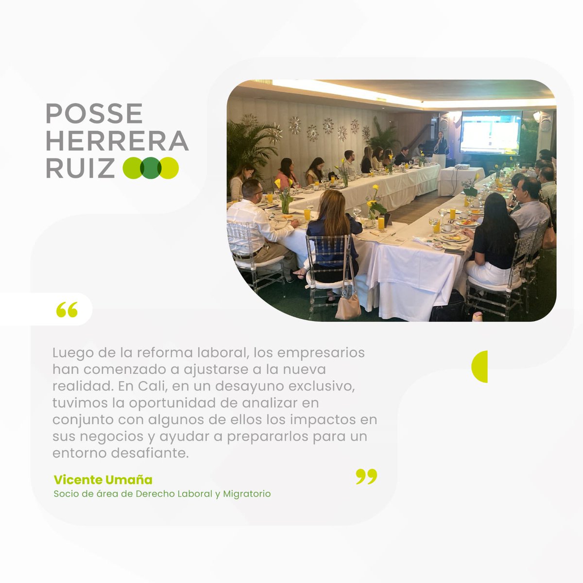 PHRLegal's tweet photo. Esta semana en nuestro más reciente desayuno jurídico exclusivo en Cali, compartimos con empresarios un espacio de análisis sobre la reforma laboral y los retos que esta representa.

#PHR #ReformaLaboral #DerechoLaboral #TransformaciónLegal #PosseHerreraRuiz https://t.co/pqfAKw5WsG