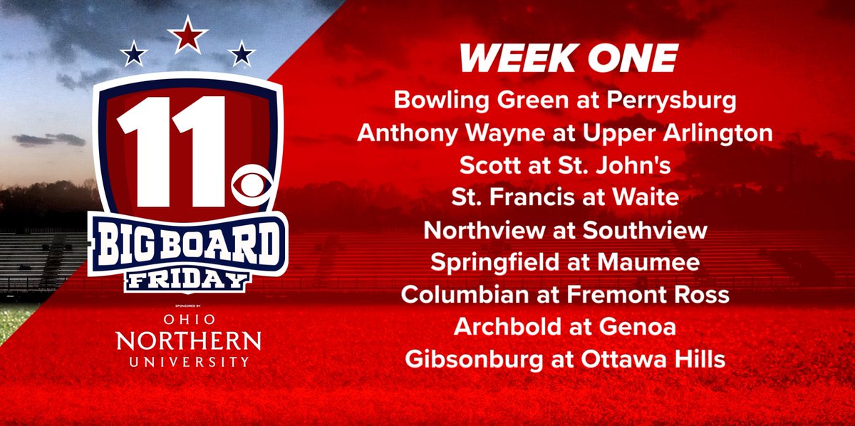 H. Tyler Seggerman (@tylerseggerman) on Twitter photo Time to kick off the 2025 season, here's our Week One schedule for #BigBoardFriday‼️
Featured Games include:
<a href="/ToledoWhitmerFB/">Toledo Whitmer Football</a> 🆚 Dublin Coffman
Walsh Jesuit 🆚 <a href="/ToledoCCHS_FB/">Central Catholic Football</a>
<a href="/RedmenFootball/">Bellevue Football</a> 🆚 <a href="/FlierFootball/">Clyde Flier Football</a> Time to kick off the 2025 season, here's our Week One schedule for #BigBoardFriday‼️
Featured Games include:
<a href="/ToledoWhitmerFB/">Toledo Whitmer Football</a> 🆚 Dublin Coffman
Walsh Jesuit 🆚 <a href="/ToledoCCHS_FB/">Central Catholic Football</a>
<a href="/RedmenFootball/">Bellevue Football</a> 🆚 <a href="/FlierFootball/">Clyde Flier Football</a>
