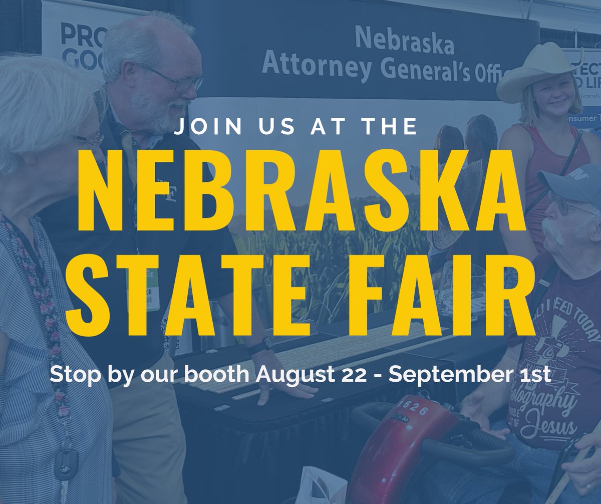 ProtectTheGoodLife (@protectne) on Twitter photo Stop by our booth for Consumer protection brochures, yardsticks, and more! Our staff is excited to meet you @ the #ℕ𝕖𝕓𝕣𝕒𝕤𝕜𝕒𝕊𝕥𝕒𝕥𝕖𝔽𝕒𝕚𝕣 <a href="/NEAttorneyGen/">Nebraska Attorney General Mike Hilgers</a> Stop by our booth for Consumer protection brochures, yardsticks, and more! Our staff is excited to meet you @ the #ℕ𝕖𝕓𝕣𝕒𝕤𝕜𝕒𝕊𝕥𝕒𝕥𝕖𝔽𝕒𝕚𝕣 <a href="/NEAttorneyGen/">Nebraska Attorney General Mike Hilgers</a>