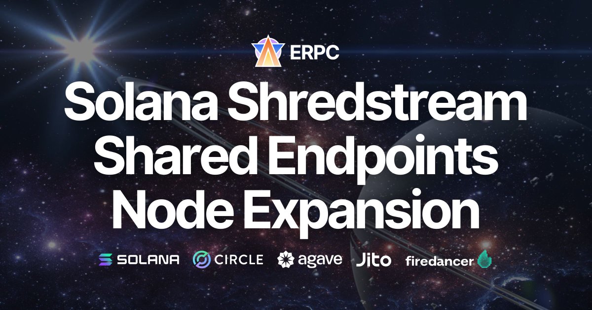 ERPC and Validators DAO have increased node capacity for the Solana Shredstream shared endpoints in Frankfurt, Amsterdam, and New York, expanding concurrent headroom at peak times while helping maintain consistently low latency.

This enhancement combines a zero distance intake