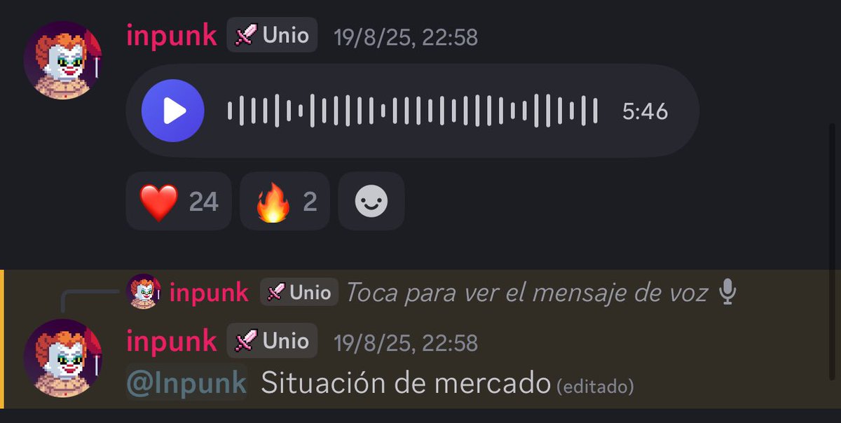 Inpunkcrypto's tweet photo. Soy ese tipo de persona que te manda audios en Discord de 3, 6, 10 minutos…

Pero… Adivina que pasó…

Union. https://t.co/cR2pW1OvRd