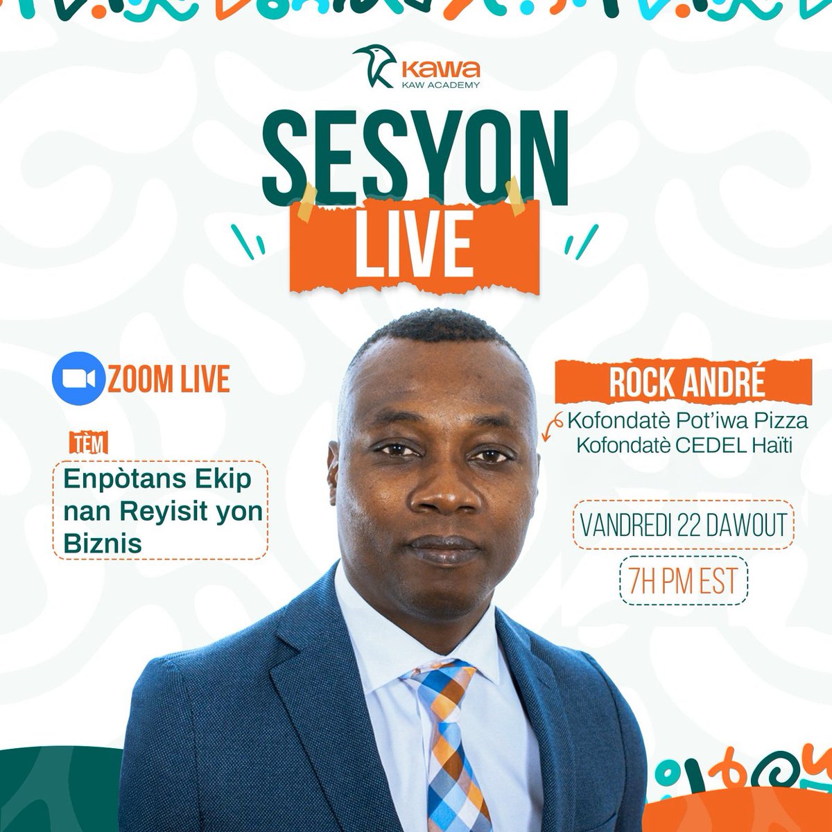 Je serai sur la plate-forme KAWA aujourd’hui pour parler de l’importance du travail en équipe, à partir de mon expérience avec CEDEL HAITI (13 ans d’existence) et Pot'iwa Pizza Haiti (10 ans d’existence).

Rendez-vous à 7h pm, aujourd’hui.