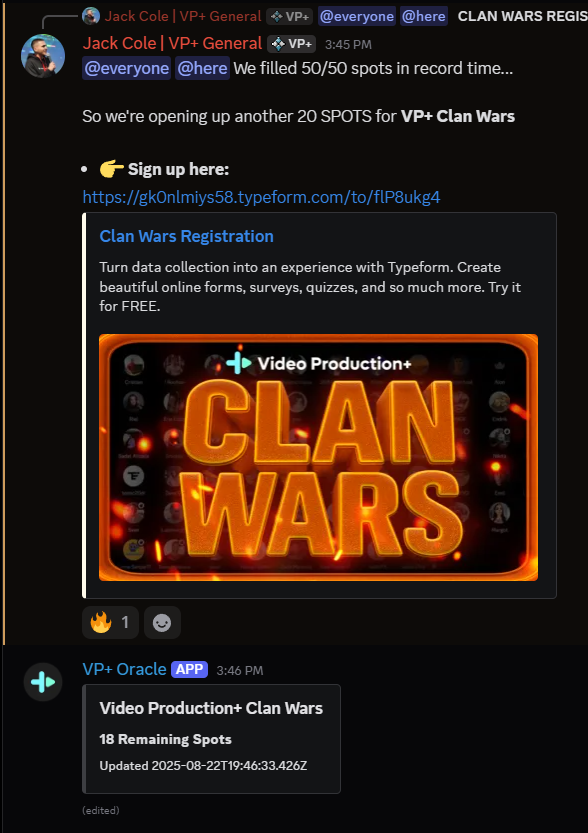 VidProPlus's tweet photo. 🚨50 Clan Wars Spots Have Been Claimed In Record Time

But too many people still want to join

So we are opened up another 20 spots

If you missed out before, this is your only chance https://t.co/XUVTYu0pD5