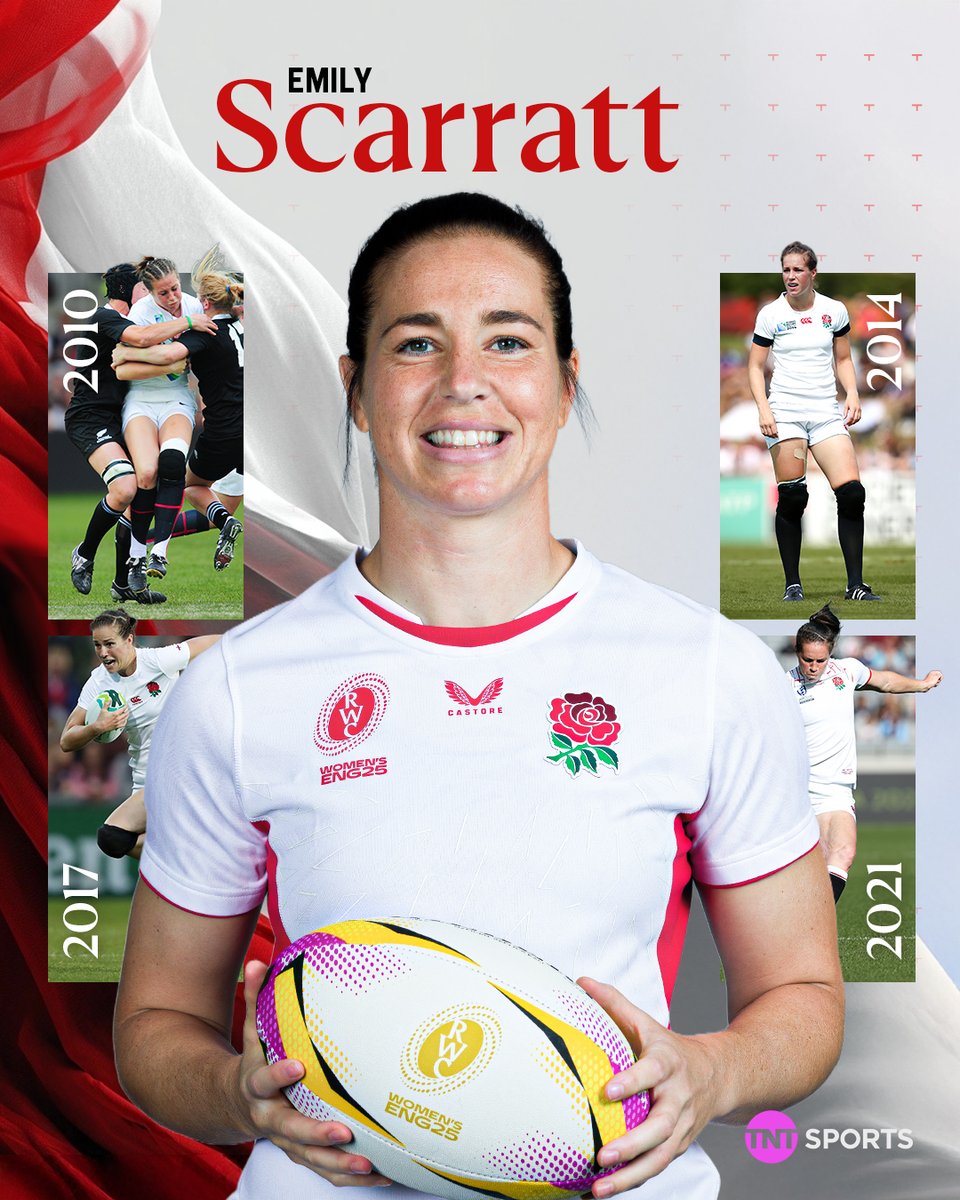 rugbyontnt's tweet photo. THE FIRST ENGLAND RUGBY PLAYER TO APPEAR AT FIVE WORLD CUPS 🤩

2010 ✅
2014 ✅
2017 ✅
2021 ✅
2025 ✅

Emily Scarratt is making history 💫 https://t.co/7KiDrzGq1B