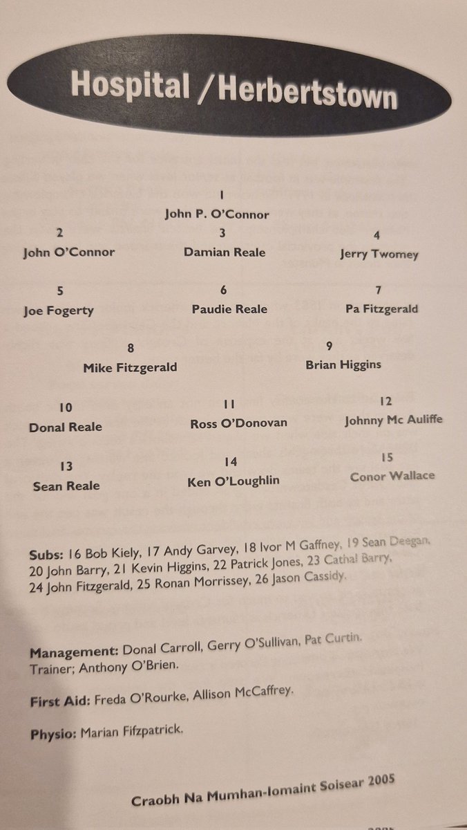 seamus #allthingsgaacollection (@seamusmcquaid) on Twitter photo 2005 Munster junior A hurling Quarter-final programme . #allthingsgaacollection <a href="/MunsterGAA/">Munster GAA / Comhairle na Mumhan</a> <a href="/GAAParteen/">Parteen-Meelick GAA & Camogie Club</a> <a href="/HHGAA/">Hospital/Herbertstown GAA</a> 2005 Munster junior A hurling Quarter-final programme . #allthingsgaacollection <a href="/MunsterGAA/">Munster GAA / Comhairle na Mumhan</a> <a href="/GAAParteen/">Parteen-Meelick GAA & Camogie Club</a> <a href="/HHGAA/">Hospital/Herbertstown GAA</a>